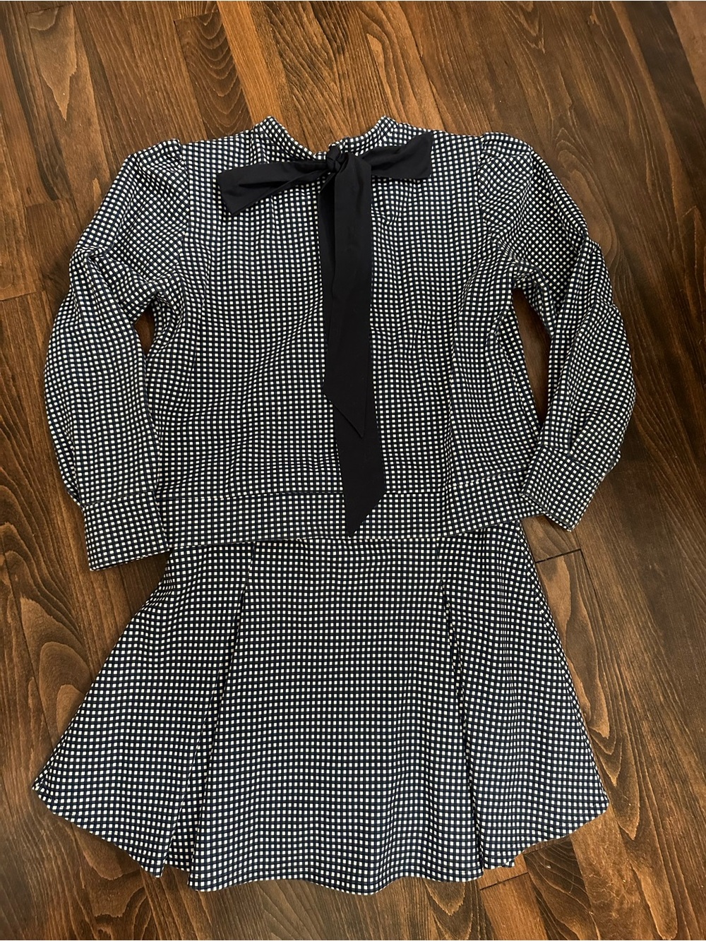 Addison Bay Navy and White Gingham Set-Top and Skirt Set with Neck Tie